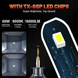 Комплект MONDEVIEW H1 Світлодіодна лампа фар 60W 16000LM 6000K - мініатюра 4