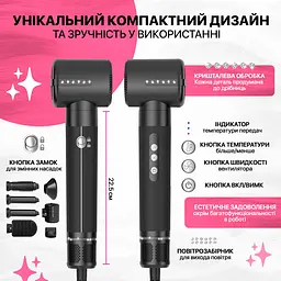 Мультистайлер No brand Airwrap HS05 long, стайлер з 7 насадками Чорний - мініатюра 7