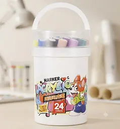 Акварельні маркери 24 Water color pen / Набір маркерів у білому відерці / Художні маркери