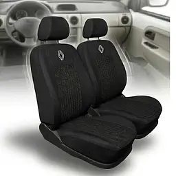 Чохли для сидінь передні 1+1 модельні Renault Kangoo II 2007-2021 Жаккард Чорні (2 підголосники)
