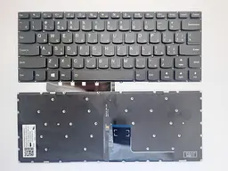 Клавіатура для ноутбуків Lenovo IdeaPad 310-14 Series чорна без рамки з підсвічуванням RU/US