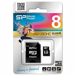 Карта пам'яті Silicon Power 8GB microSD class 10 (SP008GBSTH010V10SP)