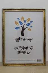 Фоторамка 30х40, золота з коричневим обрамленням, 1715-х0100, Скло + Картон