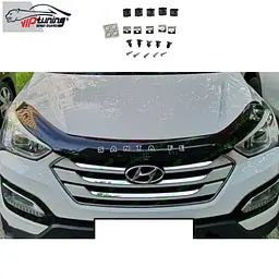 Дефлектор капоту мухобійка для Hyundai Santa Fe 2012-2018 (Vip Tuning) HYD84 - мініатюра 2