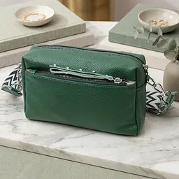 Шкіряна сумка зі стильним бігунком Vintage 22651 зелена - мініатюра 4