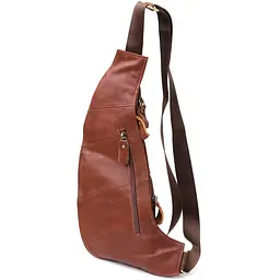 Практичная мужская сумка через плечо из натуральной зернистой кожи Vintage 22966 коричневая - миниатюра 2