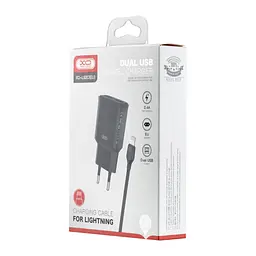 Мережевий зарядний пристрій XO L92C EU dual 2.4A Charger with Lightning cable ( NB103 ) Чорний - мініатюра 2