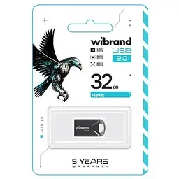 USB флеш накопичувач Wibrand 32GB Hawk Black USB 2.0 (WI2.0/HA32M1B) - мініатюра 2