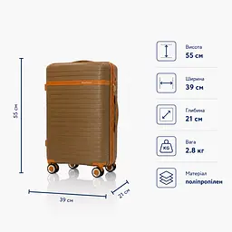 Валіза з розширенням Madisson 63703 мала 37л коричнева (63703-S-Brown) - мініатюра 2