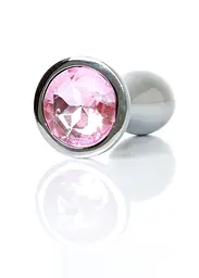 Анальна пробка Jewellery Silver Plug Clear M 9.2 см (рожевий) - мініатюра 4