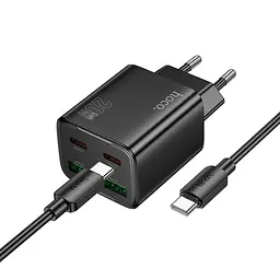 МЗП Hoco N55 Fundador PD20W four-port (2USB-A/2C) + кабель Type-C to Type-C Black - мініатюра 2