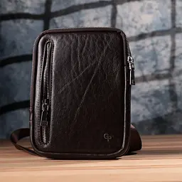 Чоловіча прямокутна сумка бананка з натуральної шкіри GRANDE PELLE 15,5х20,5х3,5 см sum0027007 - мініатюра 10