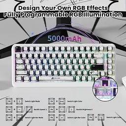 Ігрова магнітна клавіатура Attack Shark X82 Pro / Три режими підключення / Magnetic Switch / Grey - мініатюра 4