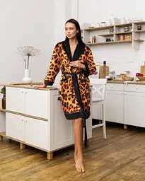 Халат жіночий з плюшевого велюру ексклюзивний Leopard 18276 2XL-3XL - мініатюра 2