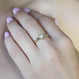 Каблучка з жовтого золота з діамантами 20 K-0183 - мініатюра 2