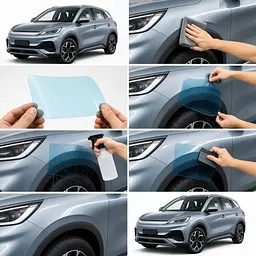 Антигравійна захисна бронеплівка за лекалами для BYD Atto 3 (Yuan Plus) I facelift 2025- передня частина авто (капот бампер крила)) - мініатюра 2