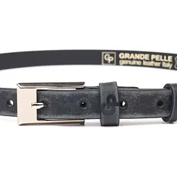 Жіночий ремінь із натуральної шкіри у вінтажному стилі Grande Pelle 21444 чорний 100 см - мініатюра 5