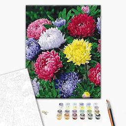 Картина за номерами "Різнобарвні айстри" Brushme BS54120, 40х50 см - мініатюра 2
