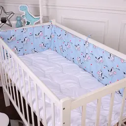 Суцільний борт в ліжечко MirSon Kids Time 20-0037 Cute blue zebra 30х180 см (2200009665547) - мініатюра 2