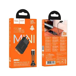 Адаптер мережевий HOCO C to C cable Speed single-port PD ultra-thin charger set N72 |1Type-C, 20W/3A, PD/QC| - мініатюра 2