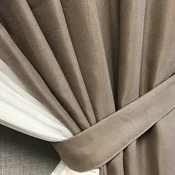 Коротка фіранка з мікровелюру та шифону кавово-білого кольору на тасьмі 1,7м на 4м ALBO pbe0052808 - мініатюра 5