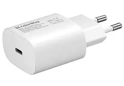 Мережевий зарядний пристрій ColorWay, білий, 1xUSB-C, 3A, 25W (CW-CHS033PD-WT)