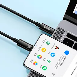 Кабель Baseus Tungsten Gold Fast Charging Data USB-C to USB-C 240W 2m Black (CAWJ040101) [90239] - мініатюра 4