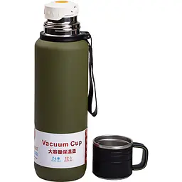 Термос High Bottle 1 л із заварником та фліп кришкою, оливковий Yiwu HP-14-28GR - мініатюра 2