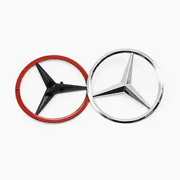Емблема задня Mercedes-Benz W205 хром 82мм (3 напрямні + скотч) OEM A2058170216