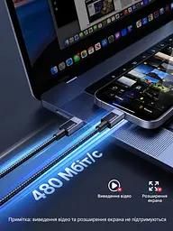 Кабель UGREEN L513 USB-C - USB-C PD 3.1 240 Вт 1 м чорний (45067) - мініатюра 5