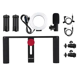 Комплект блогера Puluz PKT3028 4в1 (кільцеве світло, кріплення, тримач для телефону, мікрофон) - мініатюра 4