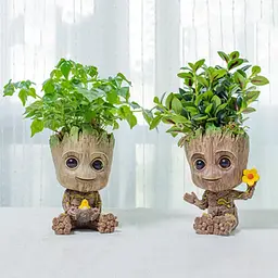 Горщик для квітів та канцелярії Грут Groot G8 Малюк з квіткою + підставка пень - мініатюра 9