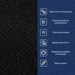 Самоклеюча плитка під ковролін в рулоні чорний 600*3000 мм SW-00002588 - мініатюра 4