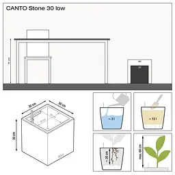 Вазон Lechuza Canto Stone Low, 12 л, графітово-чорний (13702) - мініатюра 4