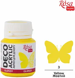Акрил для декору Жовтий (03) глянцевий 20 мл ROSA Talent (4823098513377)