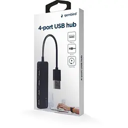 Концентратор Gembird USB 2.0 4 ports black (UHB-U2P4-06) - мініатюра 2