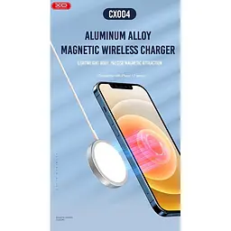 Заряджання Qi XO magnetic wireless charger CX004 15W бездротове біле - мініатюра 8