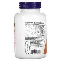 Кокосова олія першого віджиму Now Foods Virgin Coconut Oil 120 капсул - мініатюра 2
