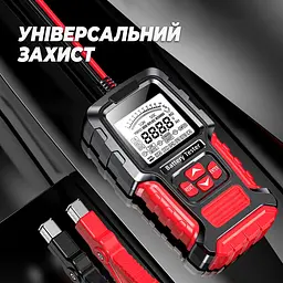 Тестер автомобільних акумуляторів Foxsur FBT-300 цифровий аналізатор батарей 12V/24V, 3-200Ah Red (19444) - мініатюра 8