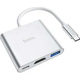 Концентратор HOCO USB-C to USB3.0+HDMI+PD HB14 Silver (6931474725790) - мініатюра 3