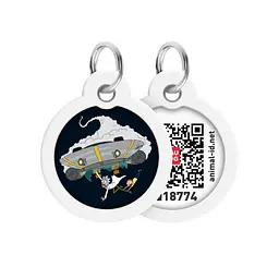 Адресник для собак і котів металевий Waudog Smart ID з QR паспортом малюнок Рік та Морті 1 коло (4823089350486)