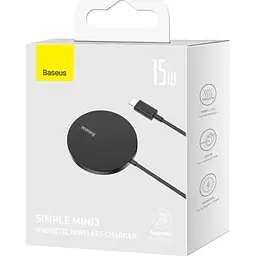 Бездротовий зарядний пристрій Baseus Simple Xiaomini3 Magnetic Wireless Charger 15W CCJJ040001 Black - мініатюра 5