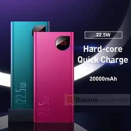 Додаткова батарея Baseus Adaman Metal Digital Display (20000mAh) (PPIMDA-A09) Червона - мініатюра 3