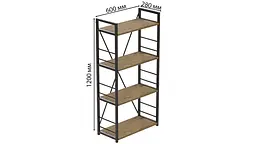 Етажерка 4/60 Ferrum-decor Серії Коннект 120x60x28 чорний ДСП Дуб Артізан 16мм (FRD-104238) - мініатюра 3