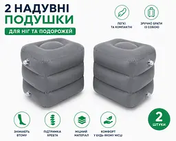 Подушка надувна під ноги для подорожей - компактна дорожня підставка для ніг у літак поїзд авто - 3 рівні висоти (комплект 2 шт.) - мініатюра 2