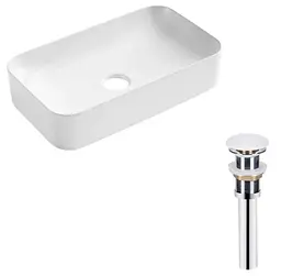 Комплект Qtap Tern: Раковина накладна прямокутна 610x350x135 мм WHITE + Донний клапан PU02 (QT17112270WN47304)