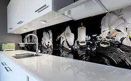 Вініловий кухонний фартух Білі Гібіскуси наклейка кухні свічка каміння Абстракція Чорний Happy Pocket Z181485 - мініатюра 6