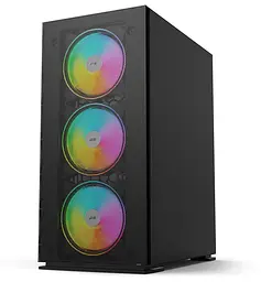 Корпус 2E Gaming Virtus Neo Tempered Glass Black, без БЖ, Mid Tower, для ATX / Micro ATX / Mini ITX, 2xUSB 2.0, 1xUSB 3.0, 1x120 ARGB Fan, 3x140 ARGB Fan, бічна панель із загартованого скла (2E-G3301N) - мініатюра 3