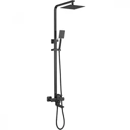Душова система Wezer PRO16-02-BLACK, вилив - перемикач на лійку, 3-функції, чорний, Чорний матовий - мініатюра 2
