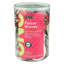 Набір ароматизованих презервативів ONE FlavorWaves, 100 шт, 6 ароматів, 6 кольорів, паковання-тубус